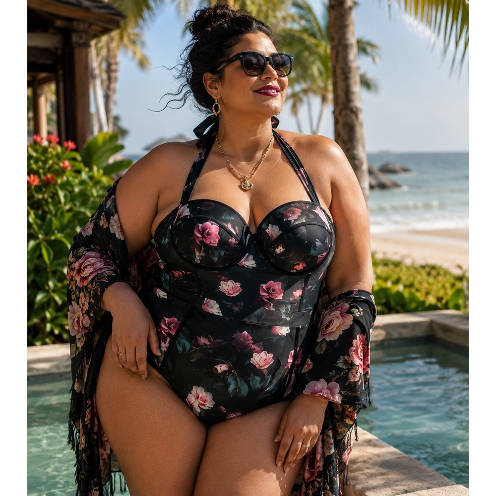 Noblesse Oblige ModCloth The Pippa Floral One‎ Piece Swimsuit 4X